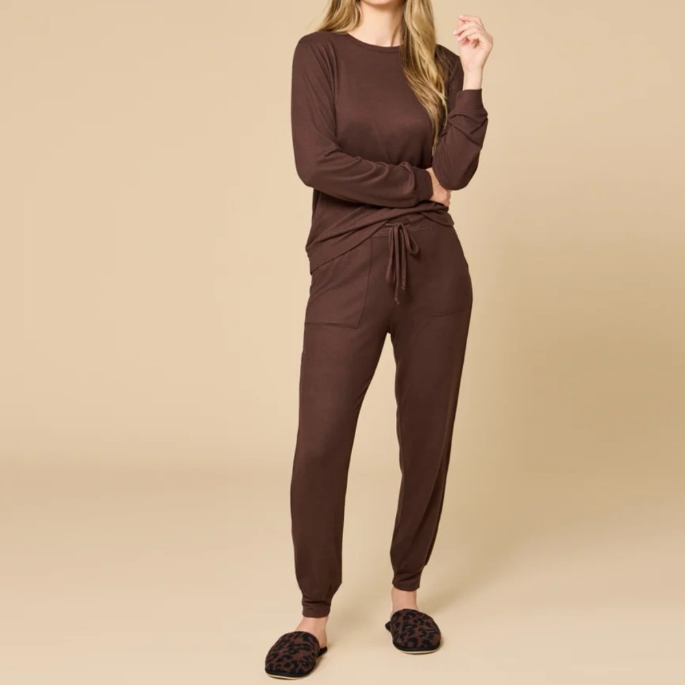 Softies Women's Brown espresso lounge suit pj
